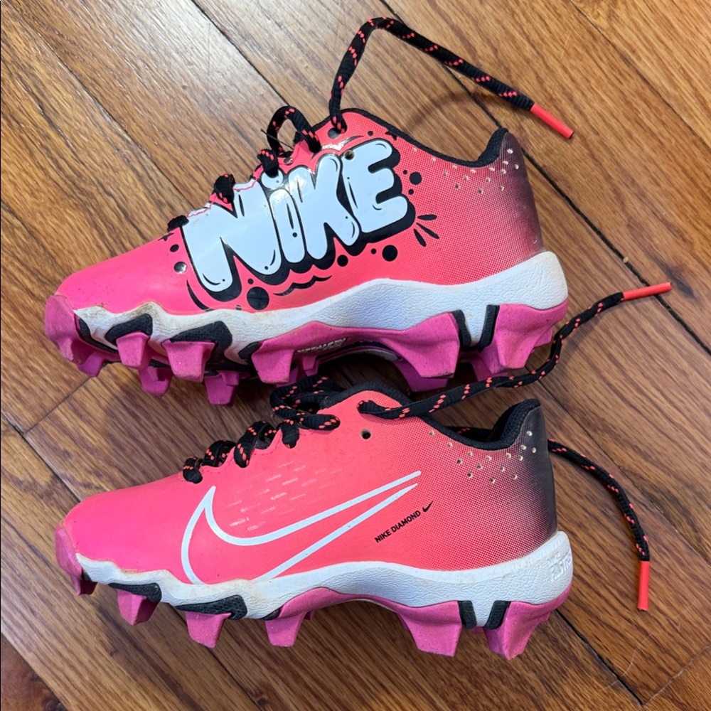 Nike fuchsia, white hot punch t-ball cleats